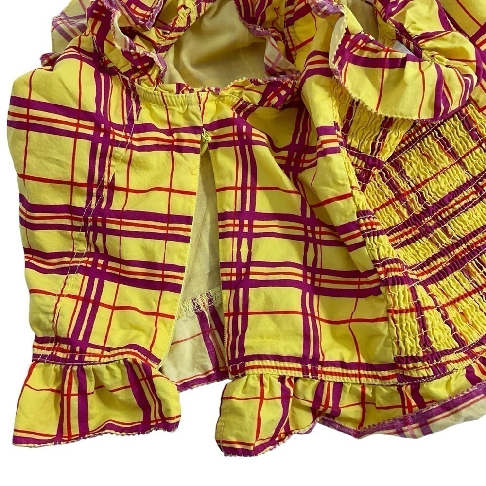 L’ Academie Los Angeles The Laci Crop Top In Yellow Plaid Size Small Side zip - Picture 6 of 9